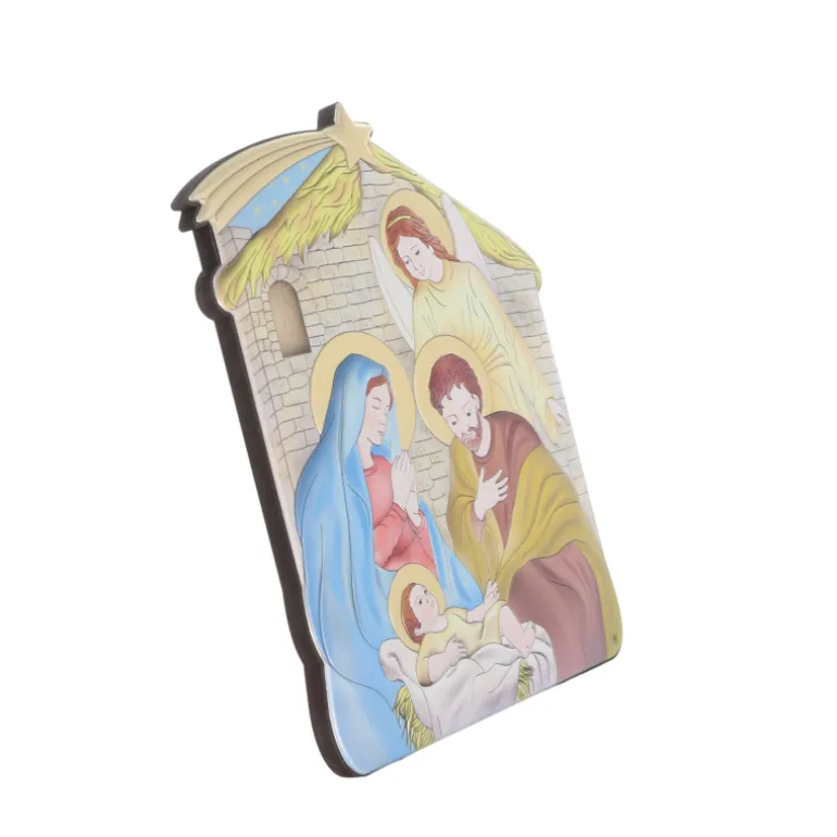 Palais du Rosaire Cadre de la Nativité avec Ange en bois et aluminium 16x21cm^ Cadre Religieux
