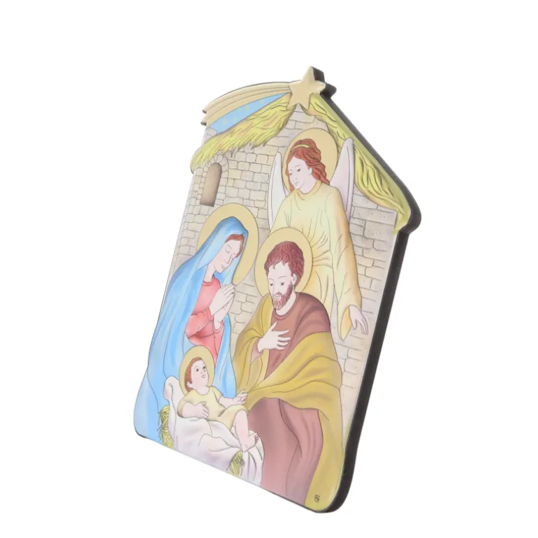 Palais du Rosaire Cadre de la Nativité avec Ange en bois et aluminium 16x21cm^ Cadre Religieux