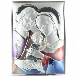 Palais du Rosaire Cadre de la Sainte Famille argenté et colorisée 28 cm^ Cadre Religieux