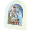 Palais du Rosaire Cadre de la Sainte Famille en bois avec ornement en métal argenté et coloré 25x30cm^ Cadre Religieux