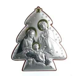 Palais du Rosaire Cadre de la Sainte Famille en forme de Sapin argenté 10cm^ Cadre Religieux