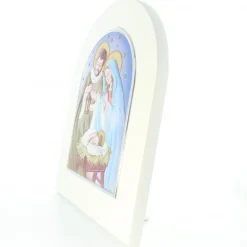 Palais du Rosaire Cadre de la Sainte Famille en bois avec ornement en métal argenté et coloré 25x30cm^ Cadre Religieux