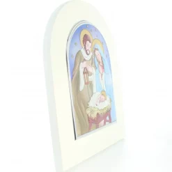 Palais du Rosaire Cadre de la Sainte Famille en bois avec ornement en métal argenté et coloré 25x30cm^ Cadre Religieux