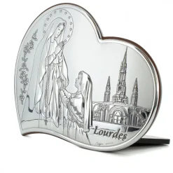Palais du Rosaire Cadre de l'Apparition argentée sur bois de 15x13cm^ Cadre Religieux
