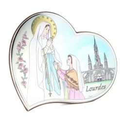 Palais du Rosaire Cadre de l'Apparition de Lourdes en métal argenté et coloré 15x13cm^ Cadre Religieux