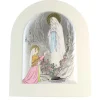 Palais du Rosaire Cadre de l'Apparition de Lourdes en bois blanc et métal argenté 17x21cm^ Cadre Religieux