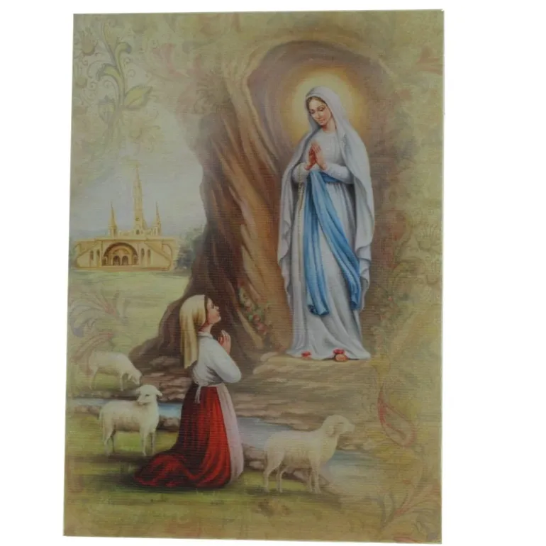 Palais du Rosaire Cadre de l'Apparition de Lourdes imprimé sur toile 13x18cm^ Cadre Religieux