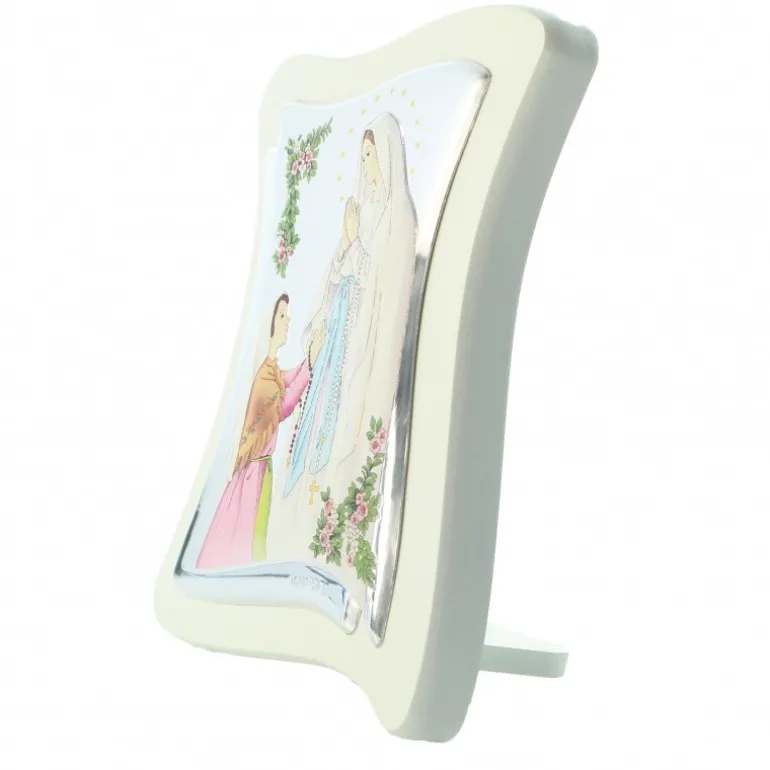 Palais du Rosaire Cadre de l'Apparition de Lourdes en couleur sur métal et bois 12x10cm^ Cadre Religieux