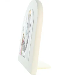 Palais du Rosaire Cadre de l'Apparition de Lourdes en bois blanc et métal argenté 17x21cm^ Cadre Religieux