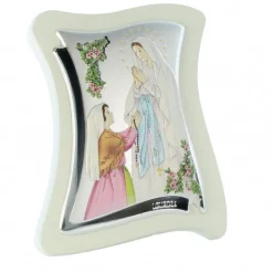 Palais du Rosaire Cadre de l'Apparition de Lourdes en couleur sur métal et bois 12x10cm^ Cadre Religieux