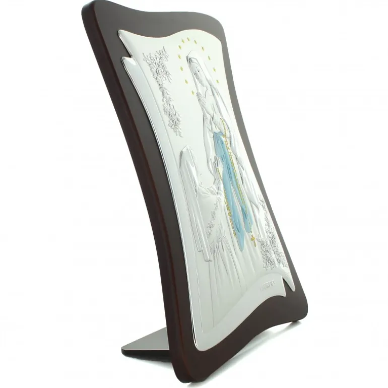 Palais du Rosaire Cadre de l'Apparition sur plaque argentée et bois 34cm^ Cadre Religieux
