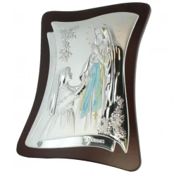Palais du Rosaire Cadre de l'Apparition sur plaque argentée et bois 34cm^ Cadre Religieux