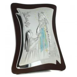 Palais du Rosaire Cadre de l'Apparition sur plaque argentée et bois 34cm^ Cadre Religieux