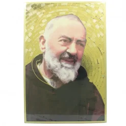 Palais du Rosaire Cadre de Padre Pio en bois effet mosaïque 15x10cm^ Cadre Religieux