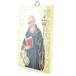 Palais du Rosaire Cadre de Saint Benoit en bois effet mosaïque 10x15cm^ Cadre Religieux
