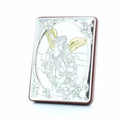 Palais du Rosaire Cadre de Saint Michel en métal argenté et doré 5x7 cm^ Cadre Religieux