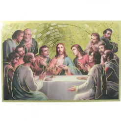 Palais du Rosaire Cadre en bois de la Cène sur fond mosaïque 11x16cm^ Pâques | Cadre Religieux