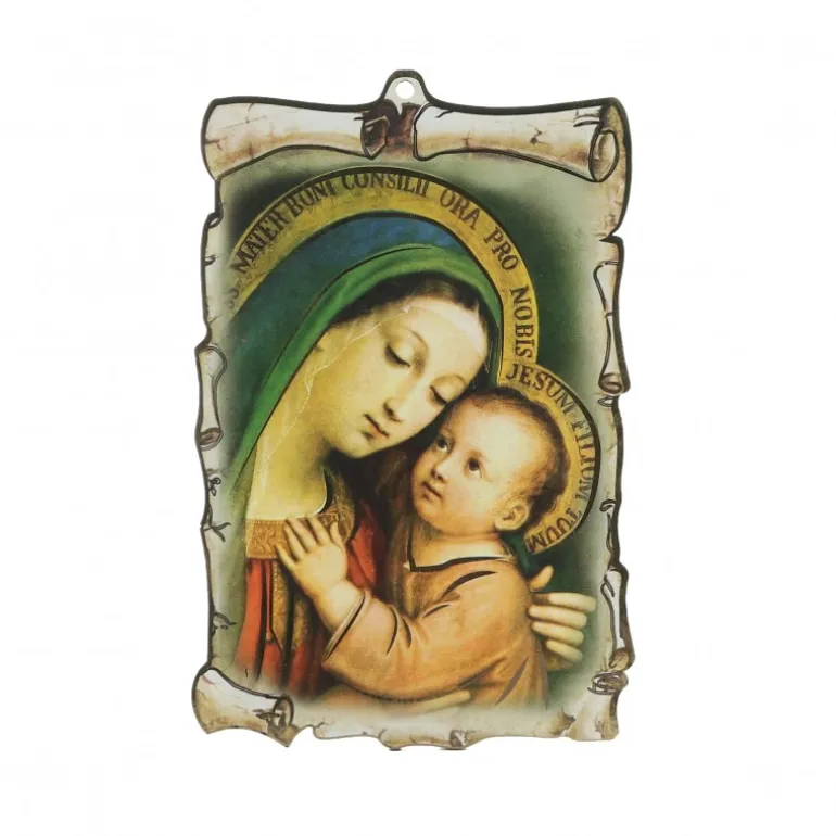 Palais du Rosaire Cadre en bois de la Vierge du Bon Conseil 10x15cm^ Cadre Religieux