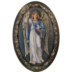 Palais du Rosaire Cadre ovale Saint Gabriel sur bois de 18x12cm^ Cadre Religieux