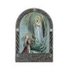 Palais du Rosaire Cadre religieux argenté Apparition de Lourdes colorée et dorée 4,5 x 7 cm^ Cadre Religieux