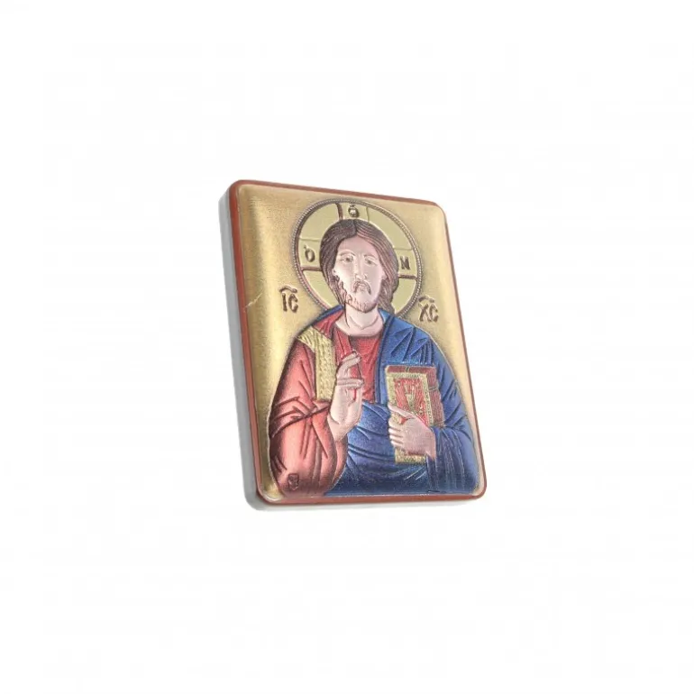 Palais du Rosaire Cadre religieux Christ Pantocrate sur plaque métal 5x7cm^ Cadre Religieux