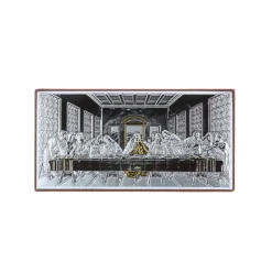 Palais du Rosaire Cadre religieux Cène argenté et doré 5 x 9 cm^ Pâques | Cadre Religieux