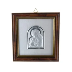 Palais du Rosaire Cadre religieux en bois doré Vierge Marie à l'enfant argentés 11 x 11,7 cm^ Cadre Religieux
