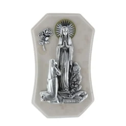 Palais du Rosaire Cadre religieux en résine Apparition de Lourdes argentée 7,5 x 12 cm^ Cadre Religieux