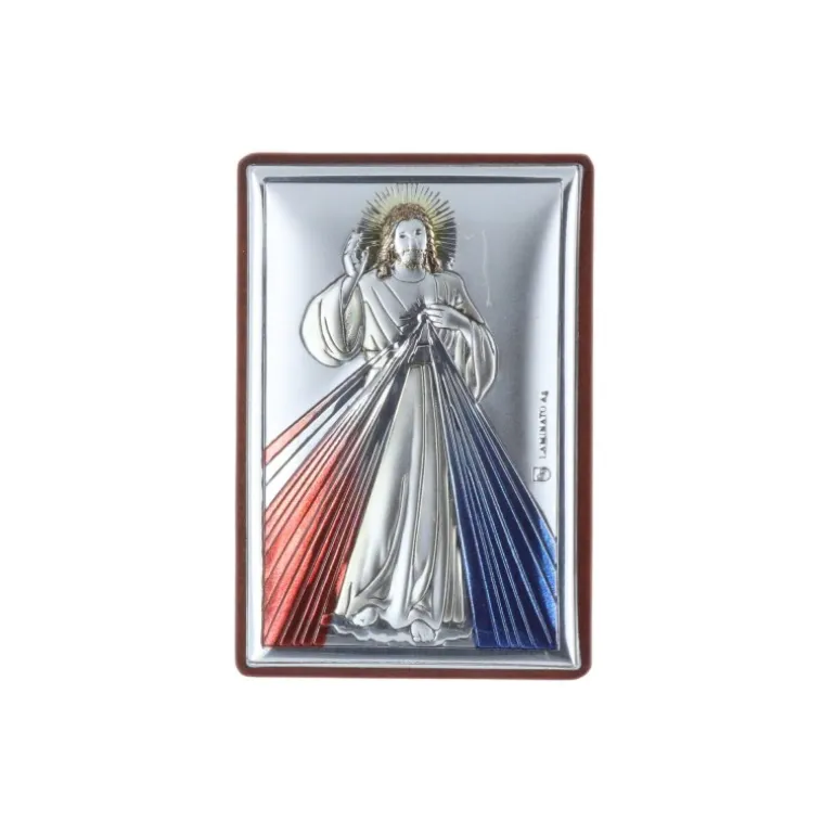 Palais du Rosaire Cadre religieux Jésus Miséricordieux argenté 4 x 6 cm^ Cadre Religieux