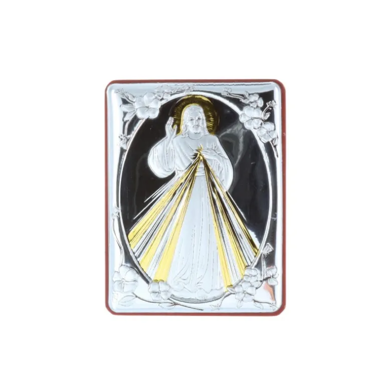 Palais du Rosaire Cadre religieux Jésus Miséricordieux argenté 5 x 6,5 cm^ Cadre Religieux