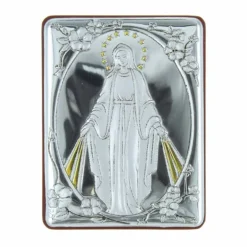 Palais du Rosaire Cadre religieux la Vierge Miraculeuse argentée 5 x 6,5 cm^ Cadre Religieux