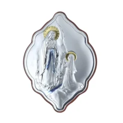 Palais du Rosaire Cadre religieux original Apparition de Lourdes argentée coloré 7 x 10 cm^ Cadre Religieux