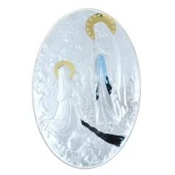 Palais du Rosaire Cadre religieux ovale Apparition de Lourdes dorée coloré 22 x 33 cm^ Cadre Religieux