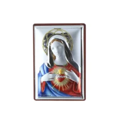 Palais du Rosaire Cadre religieux Sacré Coeur de Marie argenté 4 x 6 cm^ Cadre Religieux