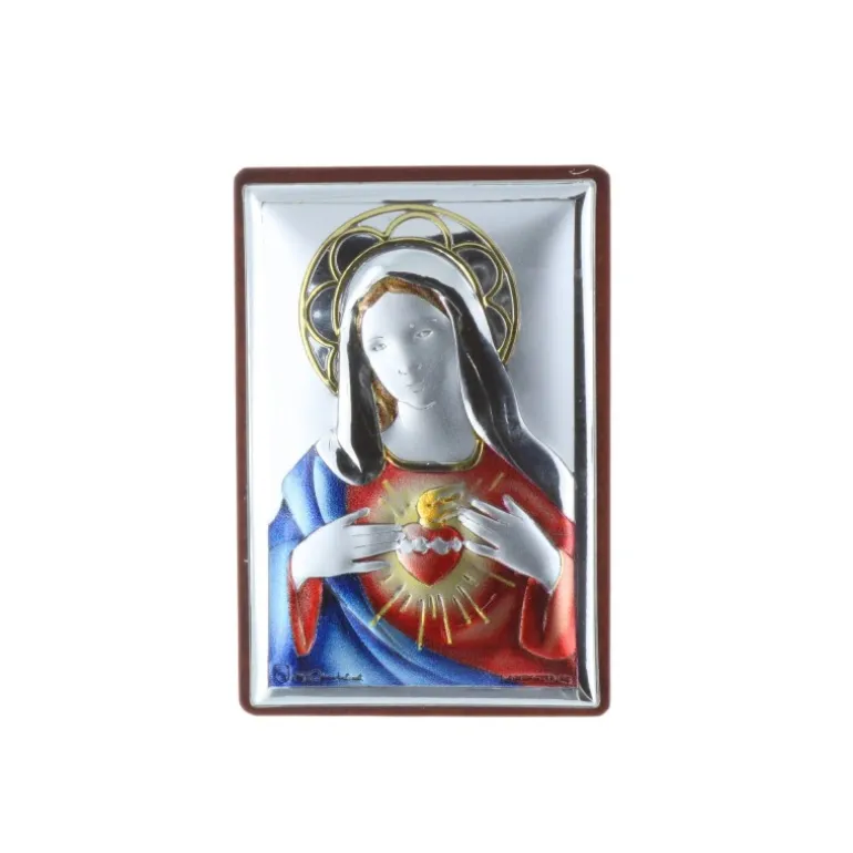 Palais du Rosaire Cadre religieux Sacré Coeur de Marie argenté 4 x 6 cm^ Cadre Religieux