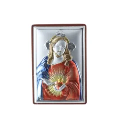 Palais du Rosaire Cadre religieux Sacré Coeur de Jésus argenté 4 x 6 cm^ Cadre Religieux