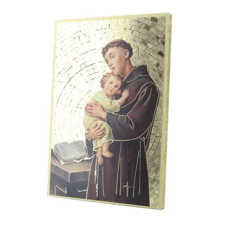 Palais du Rosaire Cadre religieux Saint Antoine en bois effet mosaique 10x15cm^ Cadre Religieux