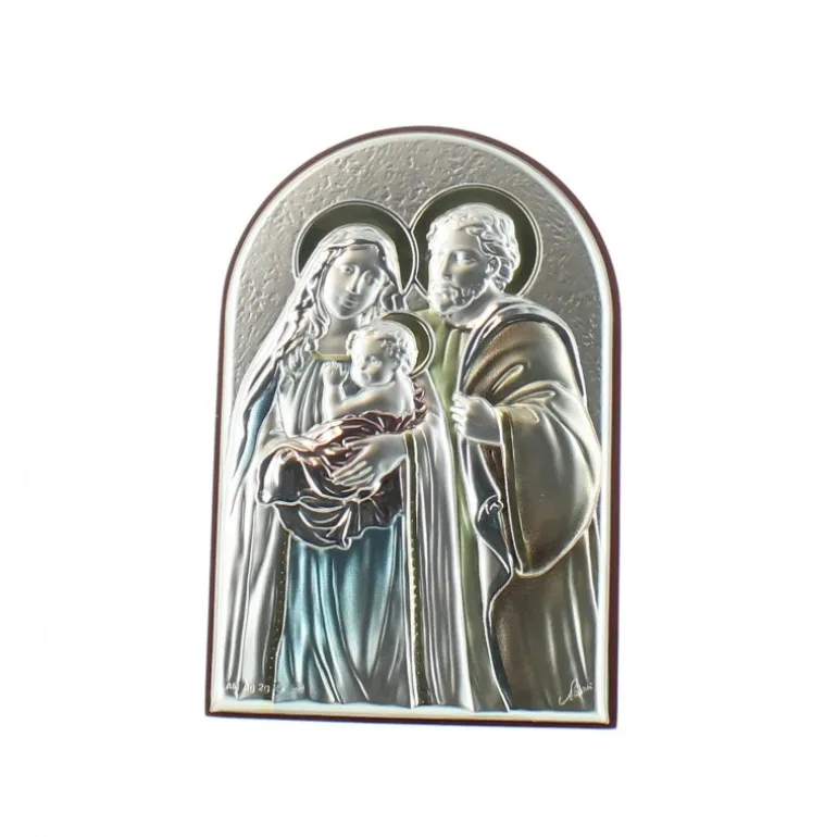 Palais du Rosaire Cadre Sainte Famille en argent coloré 9cm^ Cadre Religieux
