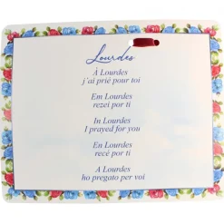 Palais du Rosaire Carte de l'Apparition de Lourdes et son pendentif Ex Voto doré 12x10 cm^ Ex-Voto