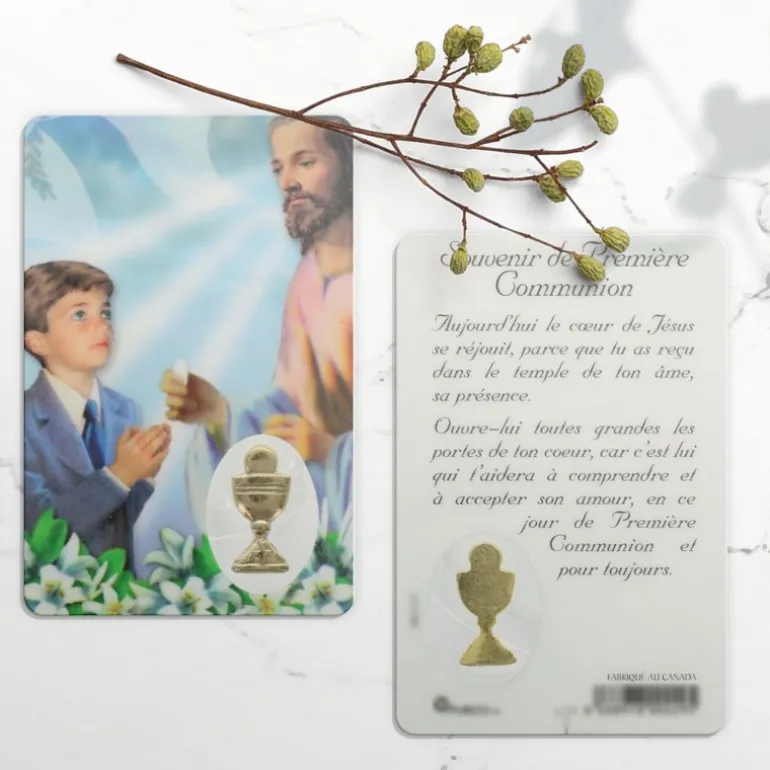 Palais du Rosaire Carte de prière de communion garçon^ Communion | Image Religieuse