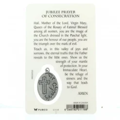 Palais du Rosaire Carte de prière de la Vierge de Fatima avec médaille^ Croix Religieuse | Image Religieuse