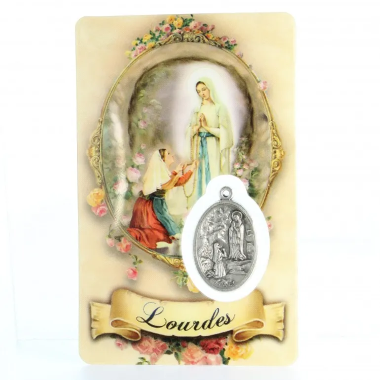 Palais du Rosaire Carte de prière de l'Apparition avec médaille^ Image Religieuse