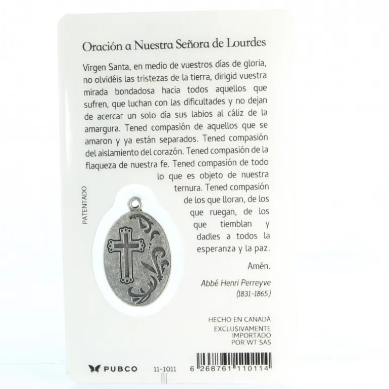 Palais du Rosaire Carte de prière de l'Apparition avec médaille^ Image Religieuse