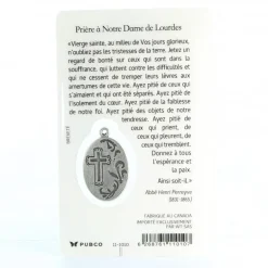 Palais du Rosaire Carte de prière de l'Apparition avec médaille^ Image Religieuse