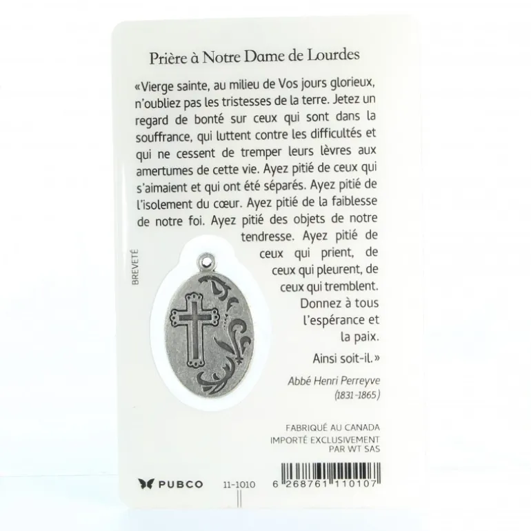 Palais du Rosaire Carte de prière de l'Apparition avec médaille^ Image Religieuse