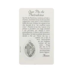 Palais du Rosaire Carte de prière de Padre Pio avec médaille^ Image Religieuse