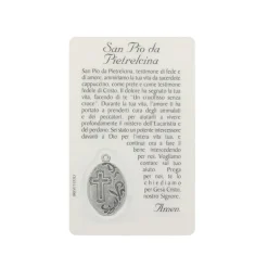 Palais du Rosaire Carte de prière de Padre Pio avec médaille^ Image Religieuse