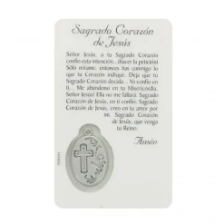 Palais du Rosaire Carte de prière de Sacré Coeur de Jésus avec médaille^ Image Religieuse