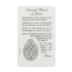 Palais du Rosaire Carte de prière de Sacré Coeur de Jésus avec médaille^ Image Religieuse