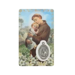 Palais du Rosaire Carte de prière de Saint Antoine avec médaille^ Image Religieuse